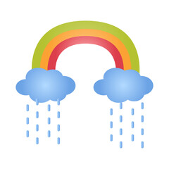 nursery rainbow cloud rain cartoon vector illustration isolated object