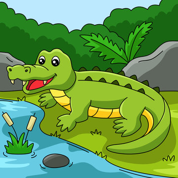 Crocodile Cartoon Colored Animal Illustration