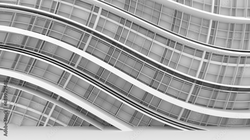 Wall mural abstract background with stripes or curved lines. 3d render