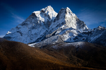 Landscape in the mountains of Mount Ama Dablam during Everest Base Camp Trek