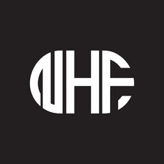 NHF letter logo design on black background. NHF creative initials letter logo concept. NHF letter design.
