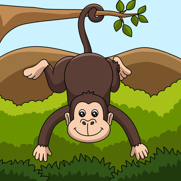 Monkey Cartoon Colored Animal Illustration