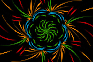 Sparkling colorful rainbow stars flower art pattern caleidoscope of culture traditional tenun batik ethnic for wallpaper ads background 