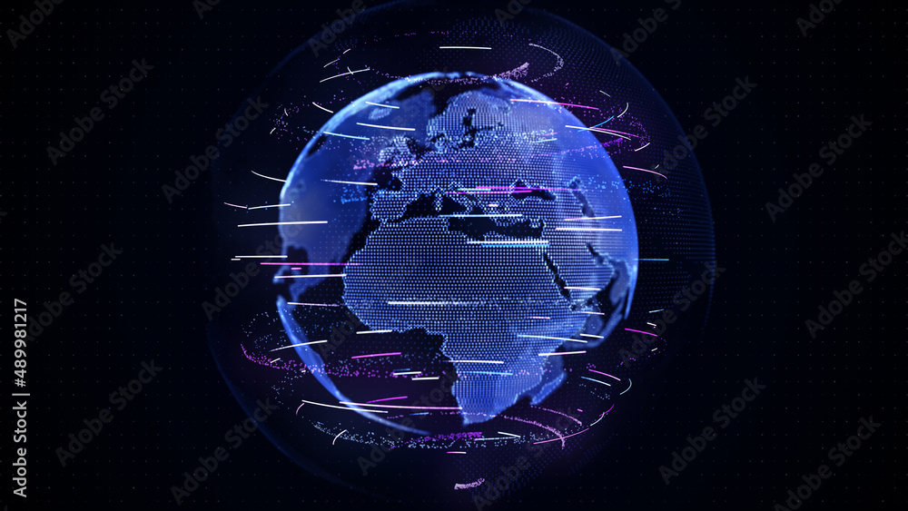 Poster big data global network, digital data social future technology business abstract background 3d rende