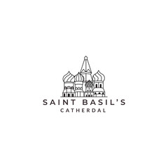 Fototapeta premium moscow saint basil cathedral line logo vector icon symbol illustration design