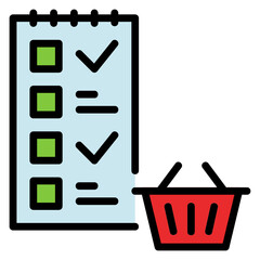 shopping list filled line color icon. Can be used for digital product, presentation, print design and more.