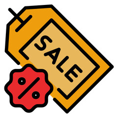 voucher discount sale filled line color icon. Can be used for digital product, presentation, print design and more.