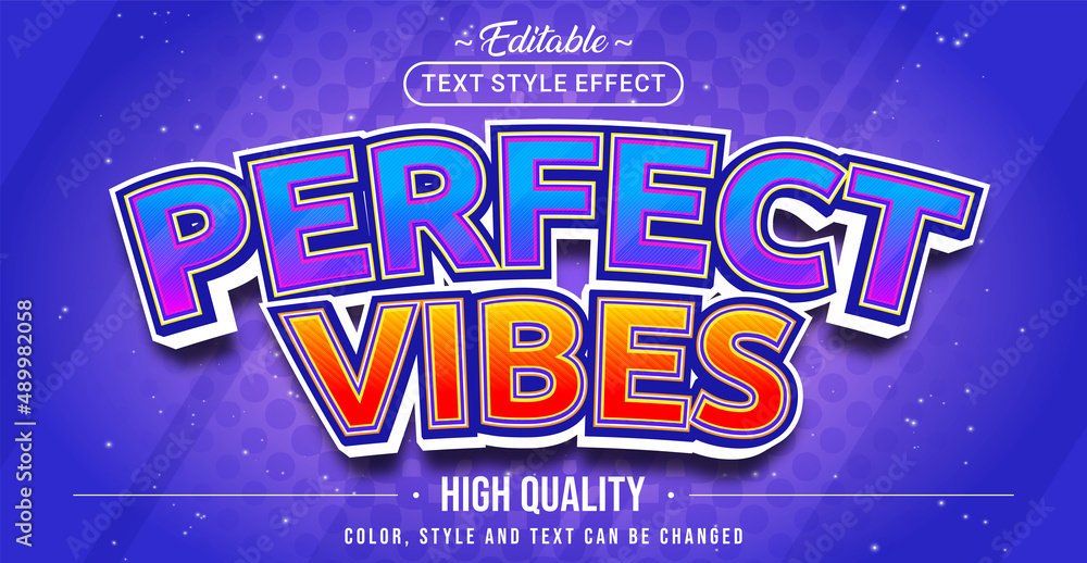 Aufkleber editable text style effect - perfect vibes text style theme.