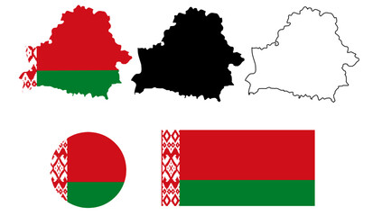 belarus map flag icon set