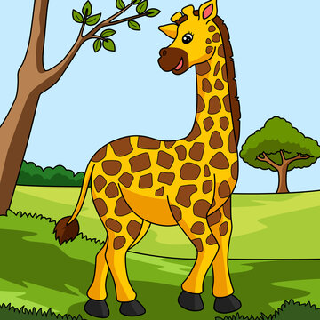 Giraffe Cartoon Colored Animal Illustration