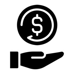 Icon cashback glyph icon. Can be used for digital product, presentation, print design and more.