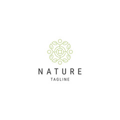 Nature leaf line logo icon design template flat vector 