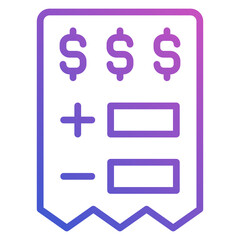 bill invoice payment line gradient icon. Can be used for digital product, presentation, print design and more.