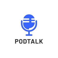 Podcast mic talk chat bubble logo icon vector
