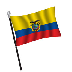 Ecuador flag , flag of Ecuador waving on flag pole, vector illustration EPS 10.