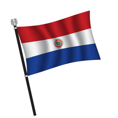 Paraguayan flag , flag of Paraguayan waving on flag pole, vector illustration EPS 10.