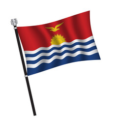 Kiribati flag , flag of Kiribati waving on flag pole, vector illustration EPS 10.