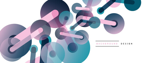 Fototapeta premium Abstract background. Round dots connected by lines. Trendy techno business template for wallpaper, banner, background or landing
