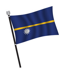 Nauru flag , flag of Nauru waving on flag pole, vector illustration EPS 10.