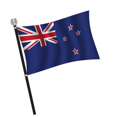 New Zealand flag , flag of New Zealand waving on flag pole, vector illustration EPS 10.