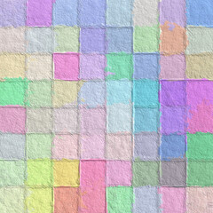 Colorful abstract mosaic with a rough texture background. Colored square pattern background. Picture for creative wallpaper or design art work. Backdrop have copy space for text.