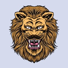 growling lion head vector logo