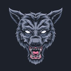 growling wolf head vector logo