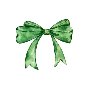 Watercolor illustration of St. Patrick green bow