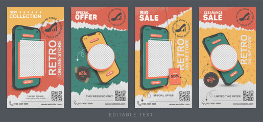 Retro fashion online shopping sale Instagram post concept