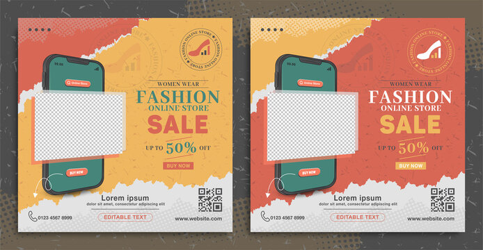 Retro fashion online store promotion for social media post banner