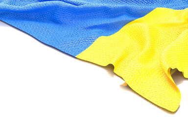 ukrainian flag  wrinkle on white background with shadow 3d rendering