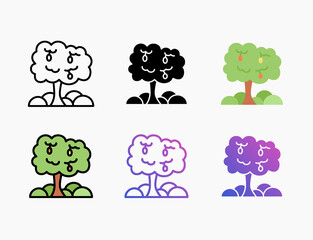 Fruit tree icon set with different styles. Style line, outline, flat, glyph, color, gradient. Editable stroke and pixel perfect. Can be used for digital product, presentation, print design and more.