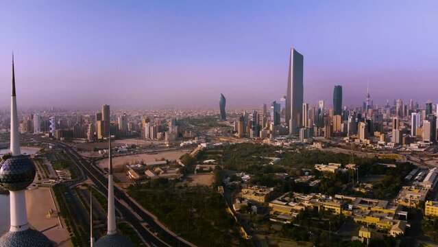 Kuwait city and 3 towers in the gulf arabian country