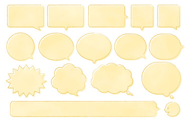 淡い黄色の手書き風ふきだしセット