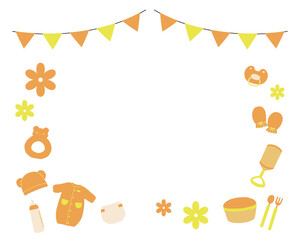 赤ちゃん用品のフレームデザイン（オレンジ）