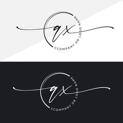 QX Initial handwriting signature logo, initial signature, elegant logo design
vector template.
