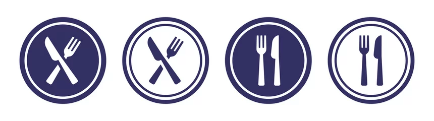 Keuken spatwand met foto Plate icon set. Containing dish, fork and knife icon vector illustration. © Icons-Studio