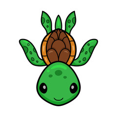 Cute little turtle cartoon swimming