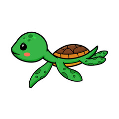 Cute little turtle cartoon swimming