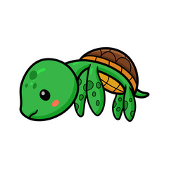 Cute little turtle cartoon swimming