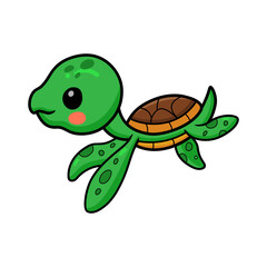 Cute little turtle cartoon swimming