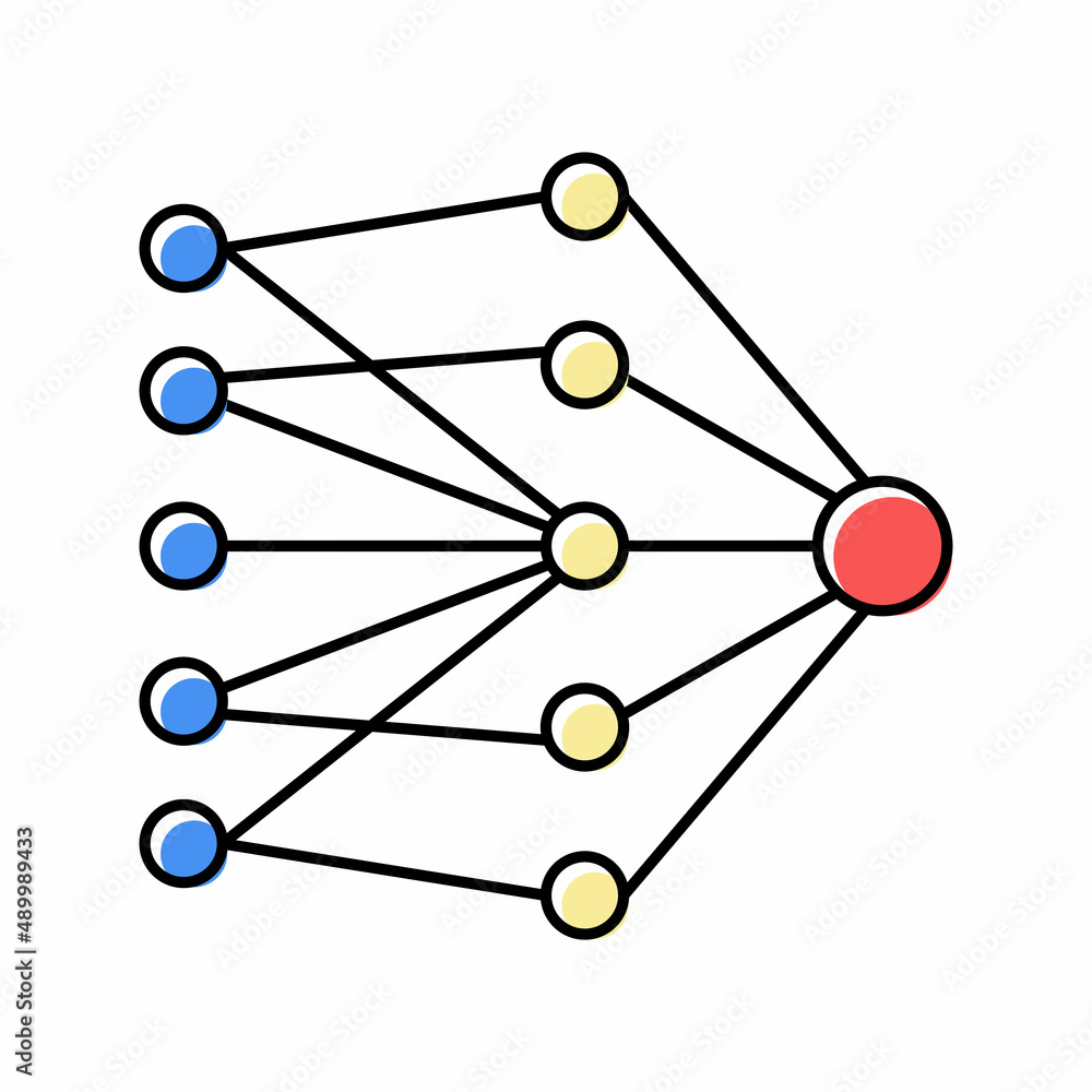 Poster single layer neural network color icon vector illustration