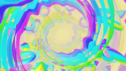 3D illustration Background for advertising and wallpaper in 80s retro and holographic scene. 3D rendering in decorative concept.