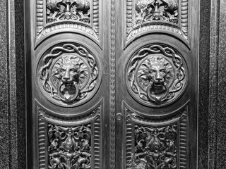 Metal doors at the cemetery - 489991458