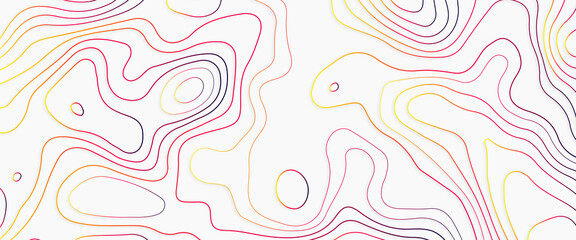 Fototapeta premium Abstract stylized topographic contour elevation in lines and contours, the concept map of a conditional geography scheme and the terrain path, vector illustration of topographic line contour map,