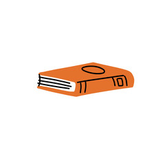 Book in cartoon style. Education and knowledge. Details of school and study. Closed cover. Modern trendy design