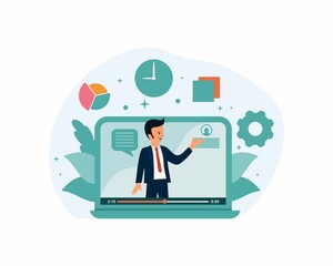 Webinar concept flat design vector illustration