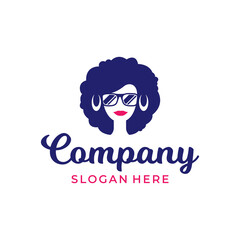 Afro women hip hop pop art style logo design template