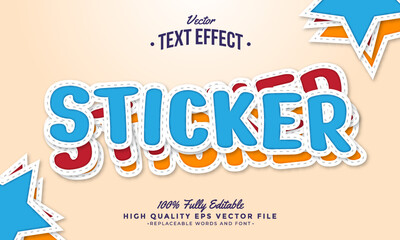 Sticker Papper Colors Editable Modern Text Effect Vector Files