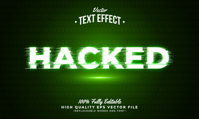 Hacked Green Glitch Editable Modern Text Effect Vector Files
